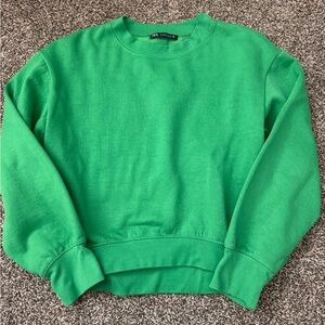 Zara Vibrant Green Crew Neck Sweater